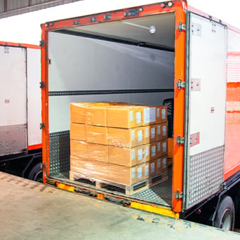 Box truck unloading boxes